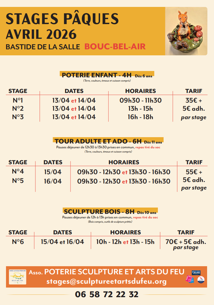 Stages Printemps 2026